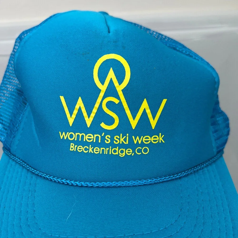 Otto Ski Week Trucker Hat Womens Adjustable Blue Snapback Mesh Winter Sports Cap